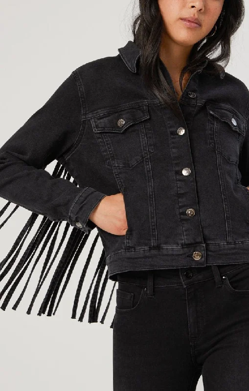 LUNA JACKET IN SMOKE FRINGE GOLD ICON Quilted Jacket Puffer Jacket Insulated Jacket