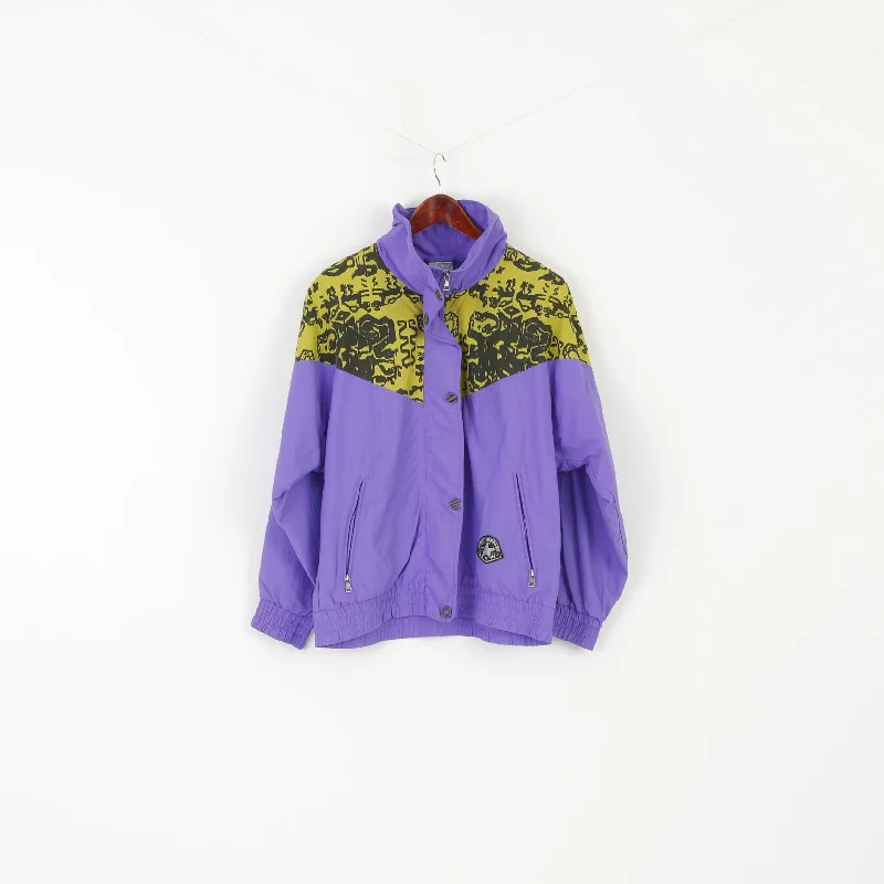 MAIER Sport Company Women 40 M Jacket Purple Vintage 80s Nylon Bomber Top Hooded Jacket Caped Jacket Shawl Collar Jacket