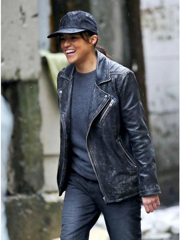 Michelle Rodriguez Distressed Leather Jacket Denim Jacket Leather Jacket Suede Jacket