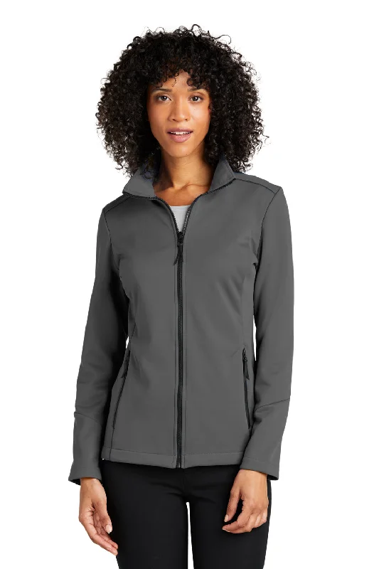 Port Authority Womens Collective Tech Waterproof Full Zip Soft Shell Jacket - Graphite Grey Herringbone Jacket Checkered Jacket Solid Jacket