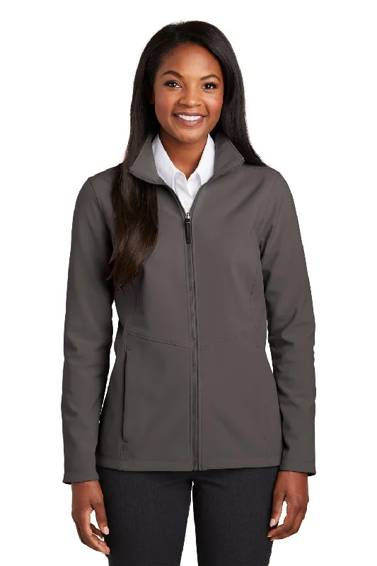 Port Authority Womens Collective Wind & Water Resistant Full Zip Jacket - Graphite Grey Front Pockets Side Pockets Patch Pockets