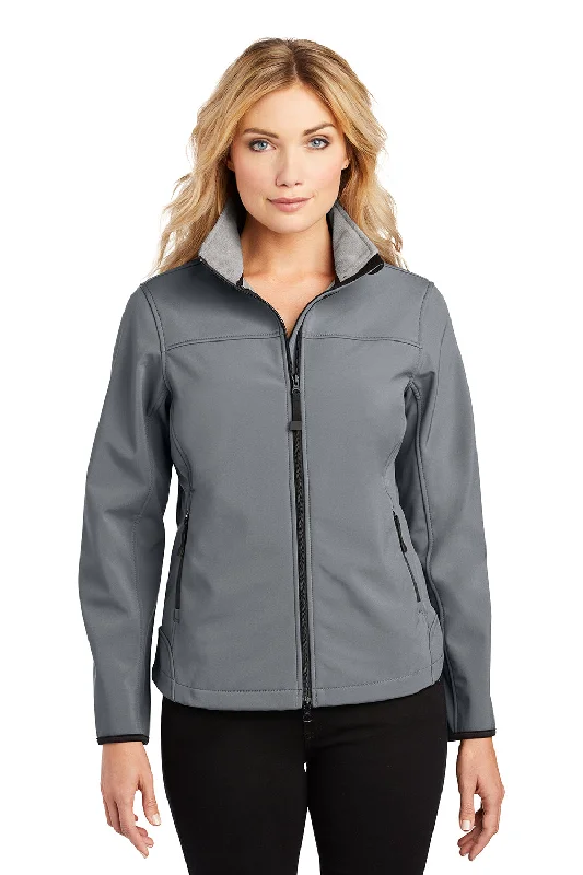 Port Authority Womens Glacier Wind & Water Resistant Full Zip Jacket - Smoke Grey/Chrome Grey Cotton Fabric Linen Fabric Terry Fabric