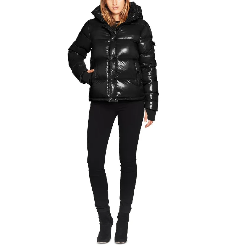 S13/NYC Womens Ella Solid Down Puffer Jacket Satin Jacket Silk Jacket Chiffon Jacket