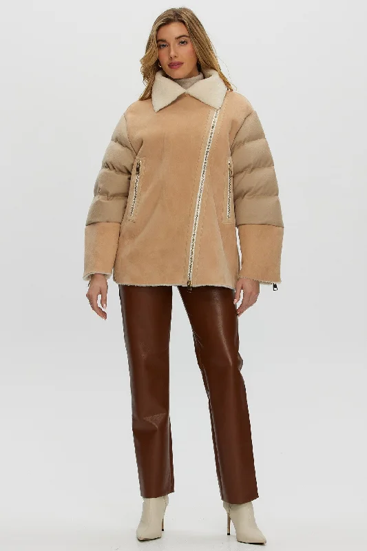 Shearling and Loro Piana Cashmere Quilted Jacket Welt Pockets Slit Pockets Flap Pockets