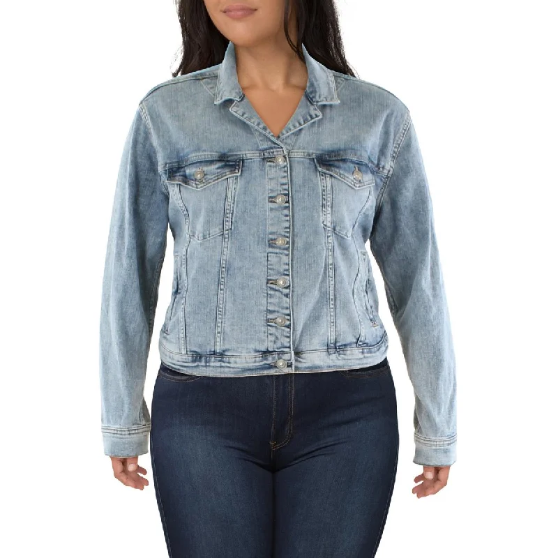 Silver Jeans Co. Womens Plus Fitted Jean Denim Jacket Cotton Jacket Linen Jacket Terry Jacket
