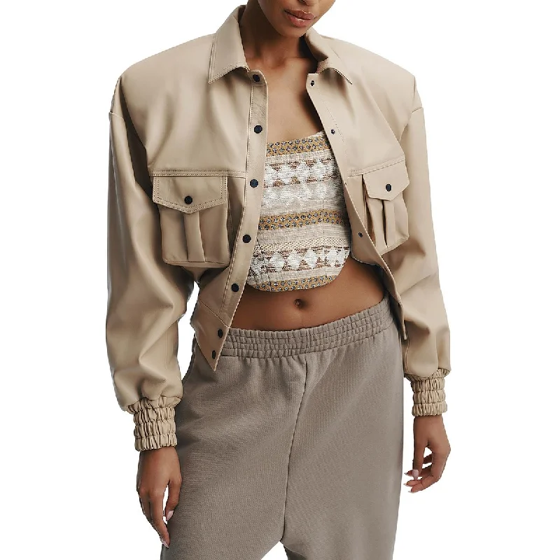 The Mannei Womens Parla Collar Leather Bomber Jacket Denim Jacket Leather Jacket Suede Jacket