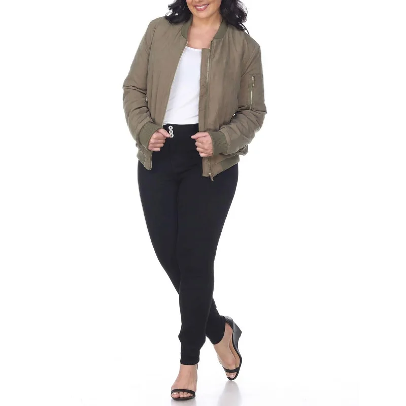 White Mark Womens Plus Warm Cold Weather Bomber Jacket Appliqued Jacket Beaded Jacket Sequined Jacket