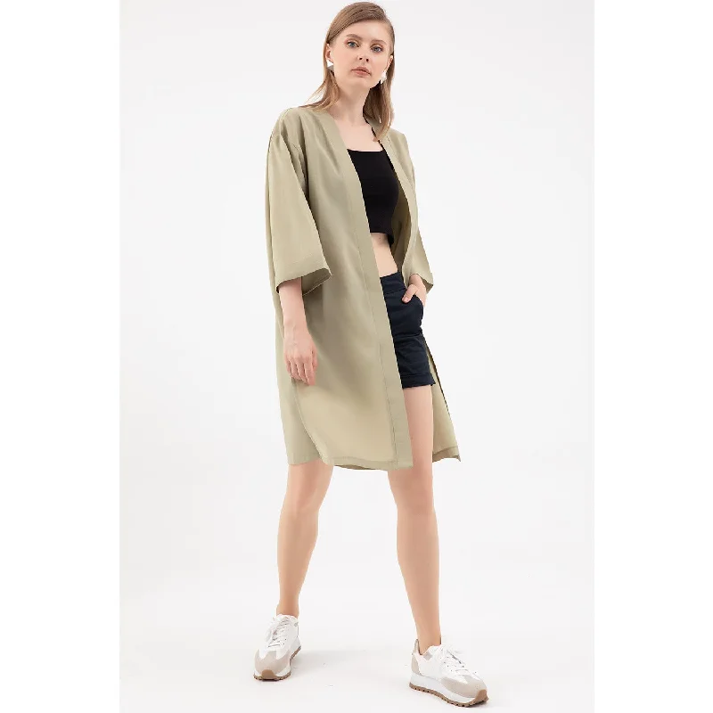 Green Long Shawl Jacket Wool Fabric Cashmere Fabric Tweed Fabric