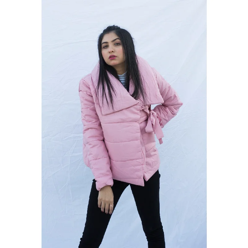 Pink Belted Puffer Jacket Faux Fur Jacket Real Fur Jacket Shearling Jacket