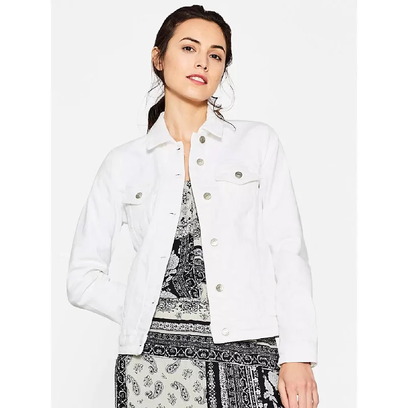 White Floral Pocket Denim Jacket Faux Fur Fabric Real Fur Fabric Shearling Fabric