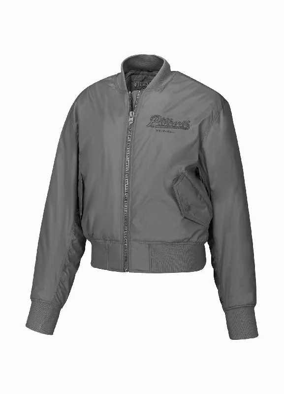 Women's bomber jacket Angel - Graphite Denim Fabric Leather Fabric Suede Fabric