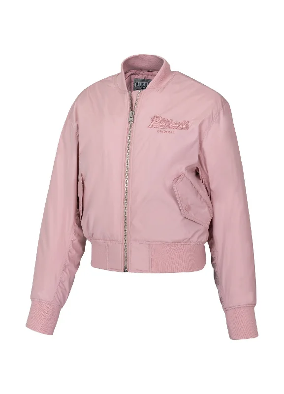 Women's bomber jacket Angel - Pink Notch Collar Peter Pan Collar Cowl Neck