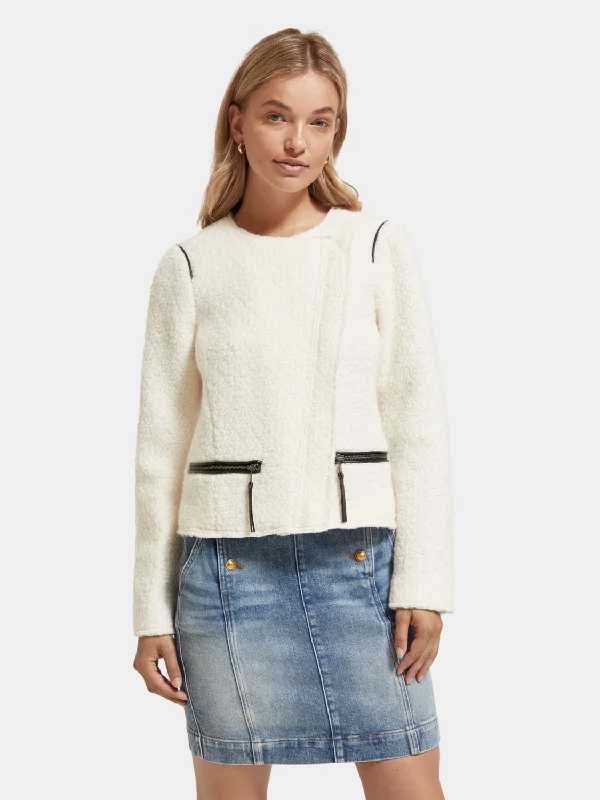 Wool blend biker jacket Wool Jacket Cashmere Jacket Tweed Jacket