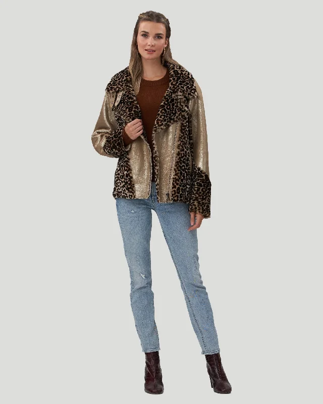 Printed Select Shearling Lamb Zip Moto Jacket Striped Jacket Polka Dot Jacket Floral Jacket