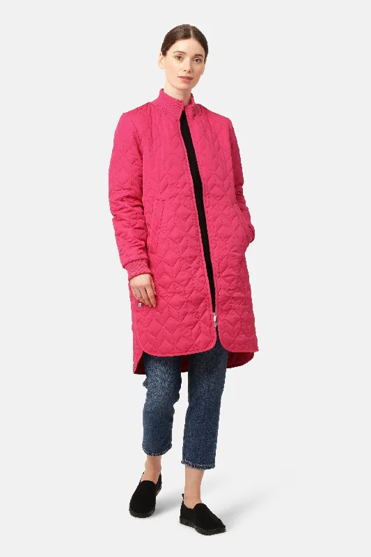 Padded Quilt Coat - Magenta Polished Tailored Coat