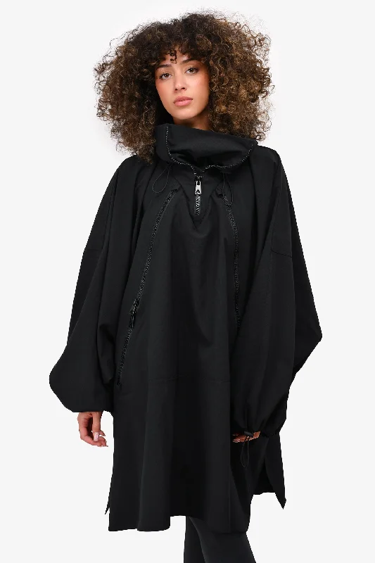 Bottega Veneta Fall 2020 Black Nylon Poncho Coat Size XS-S Cropped Tweed Jacket