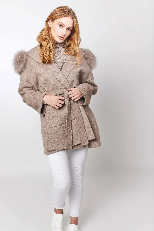 Constance cashmere Coat - Taupe Cropped Fleece Jacket