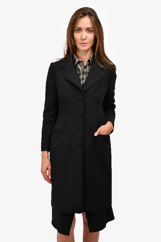 Dolce & Gabbana Black Wool Blend Single Breasted Coat Size 44 Cropped Moto Jacket