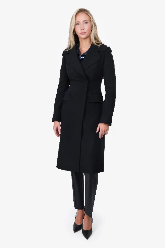 Dolce & Gabbana Black Wool Coat Size 36 Embroidered Kimono Coat