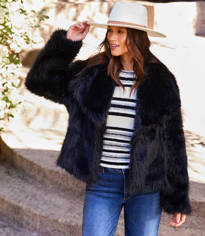 Faux Fur Coat Relaxed Fit Blazer