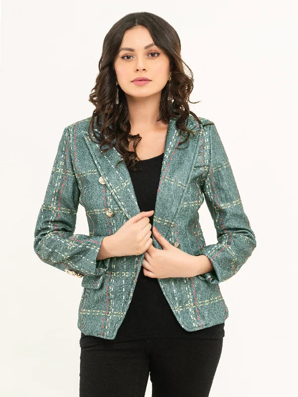 Checkered Coat Belted Crossover Blazer
