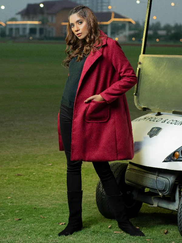 Belted Woolen Coat Recycled Down Jacket