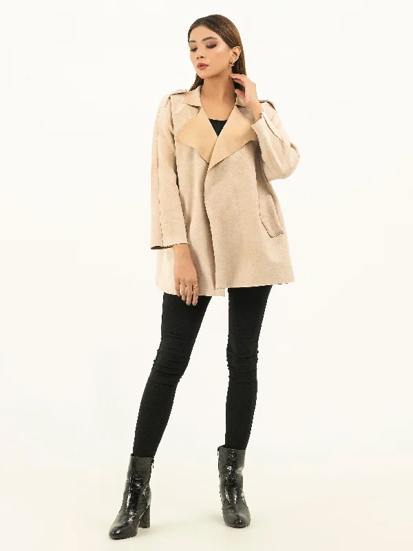 Suede Coat Polished Tailored Coat