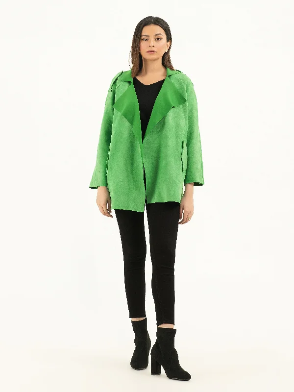 Suede Coat Hooded Puffer Anorak