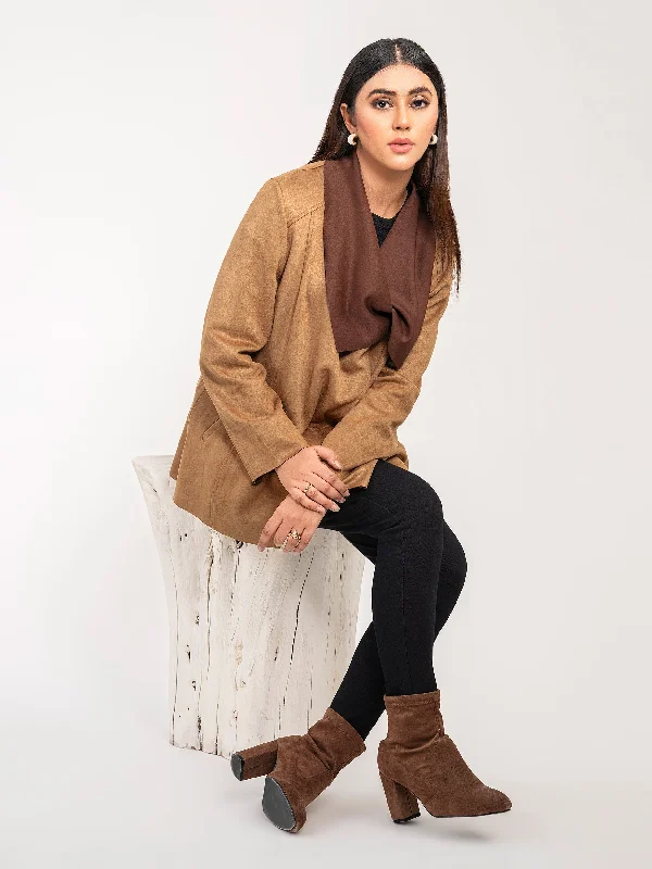 Suede Coat Modern Asymmetric Coat