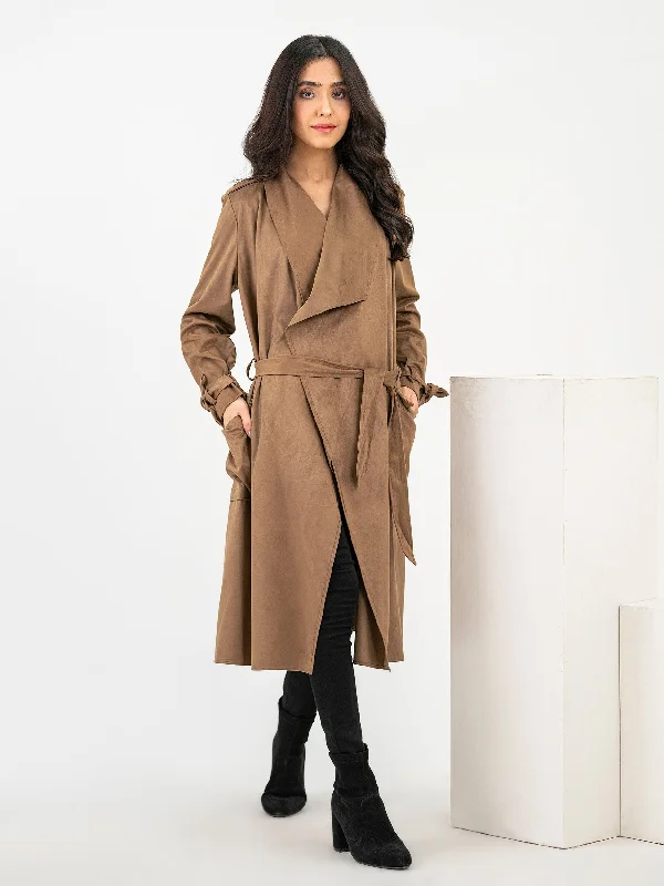Suede Coat High-Collar Puffer Coat