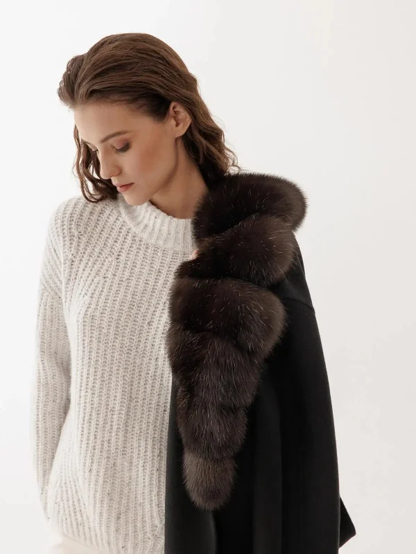 English collar cashmere coat in Barguzin sable Reversible Quilted Jacket