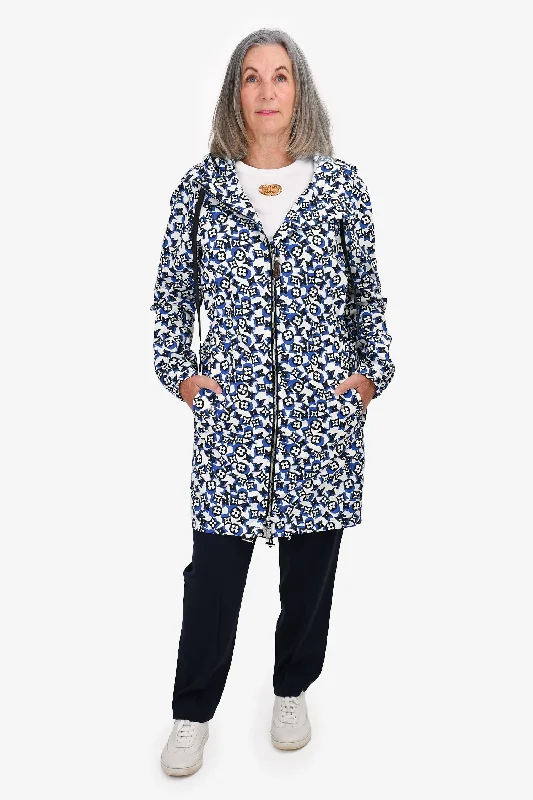 Louis Vuitton Blue/White Monogram Zip-up Rain Coat Size 36 Insulated Snow Jacket