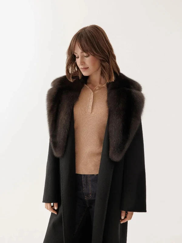Cashmere coat with sable classic collar Velvet Evening Cape
