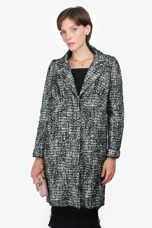 Marni Black/Blue Tweed Coat Size 42 Knit Longline Duster