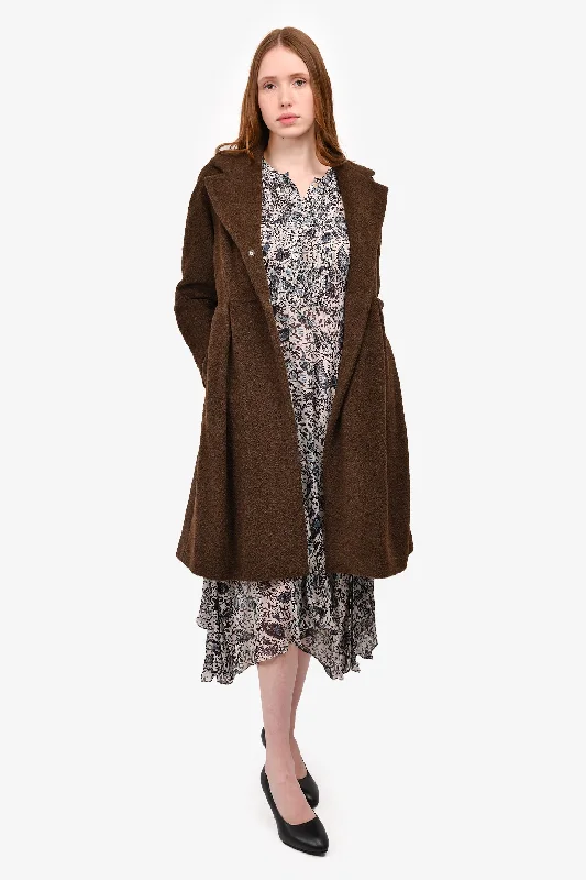 Max Mara Studio Brown Alpaca/Wool Coat Size 6 US Minimalist Wool Duster