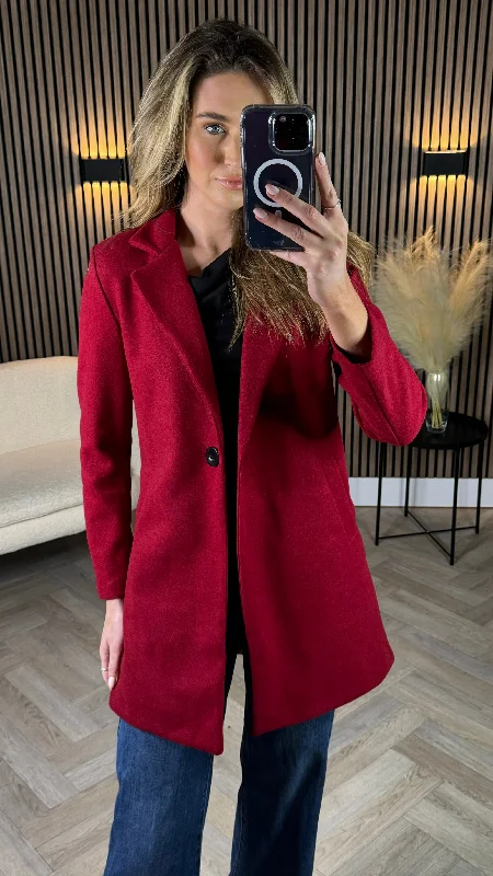 Rosario Burgundy Collared Coat Vintage Suede Jacket