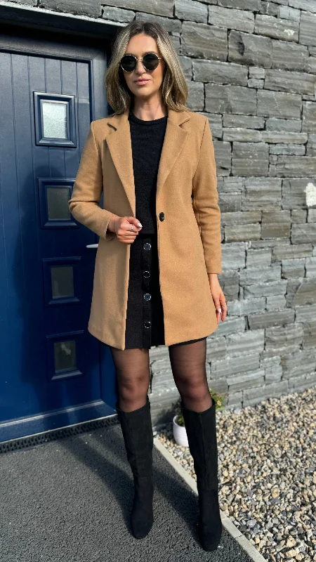 Rosario Camel Collared Coat Chic Winter Coat