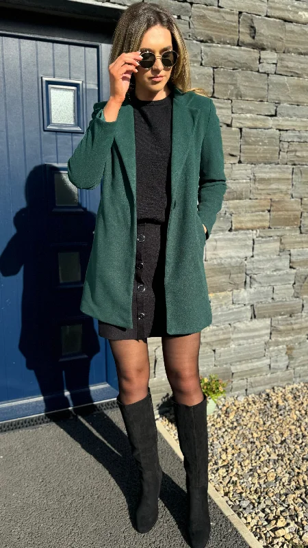 Rosario Forest Green Collared Coat Collared Pea Coat