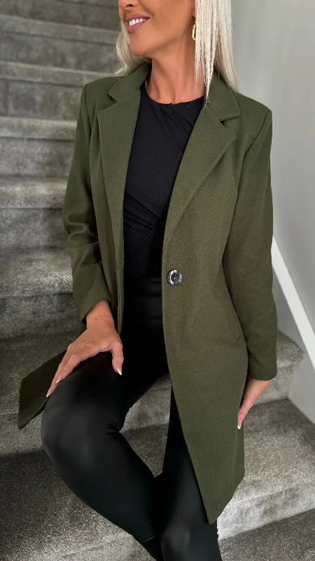 Rosario Khaki Green Collared Coat Relaxed Utility Shacket