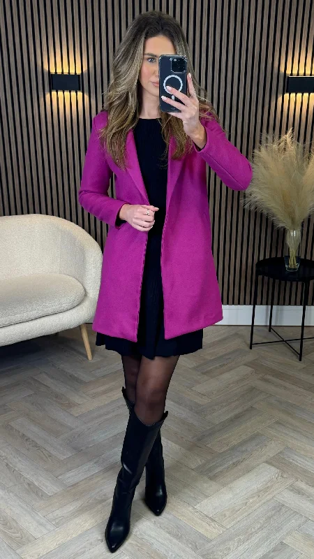 Rosario Purple Collared Coat Sporty Zip-Up Jacket
