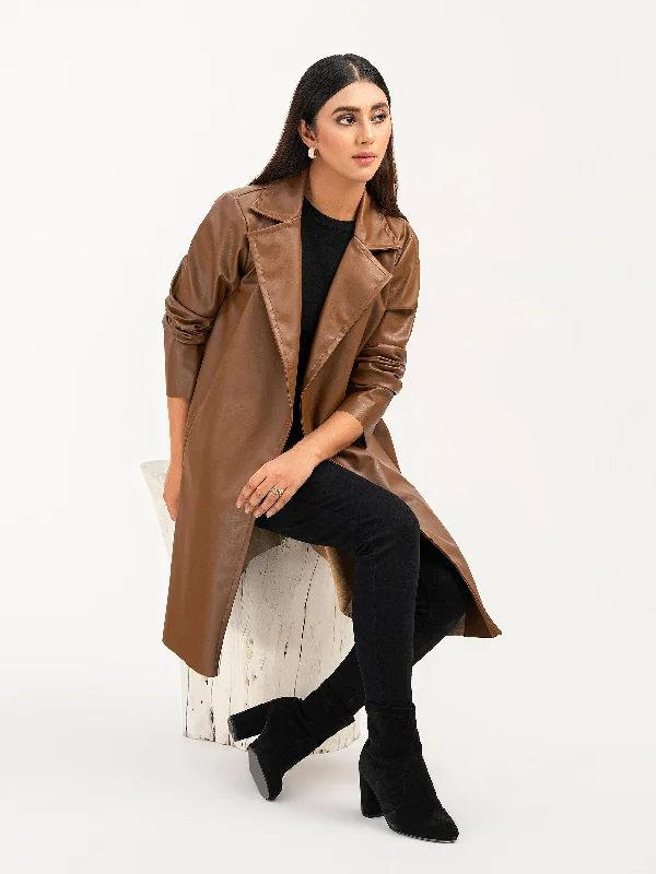 Leather Coat Chic Oversized Blazer