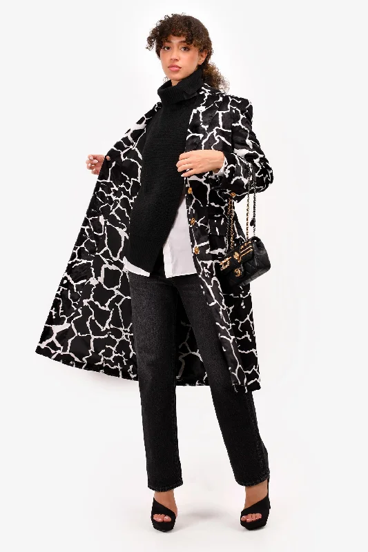 Versace Black/White Cow Print Long Coat Size 40 Soft Flannel Shacket