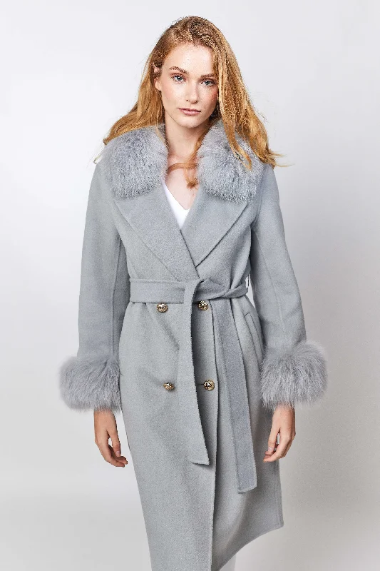 Victoire Cashmere Coat - Grey High-Collar Puffer Coat