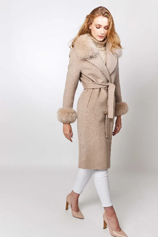 Victoire Faux Fur Cashmere Coat Luxury Cashmere Wrap
