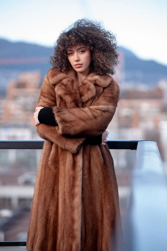 Vintage Brown Canadian Demi Buff Mink Fur Coat Size 4 Luxe Faux Fur Coat