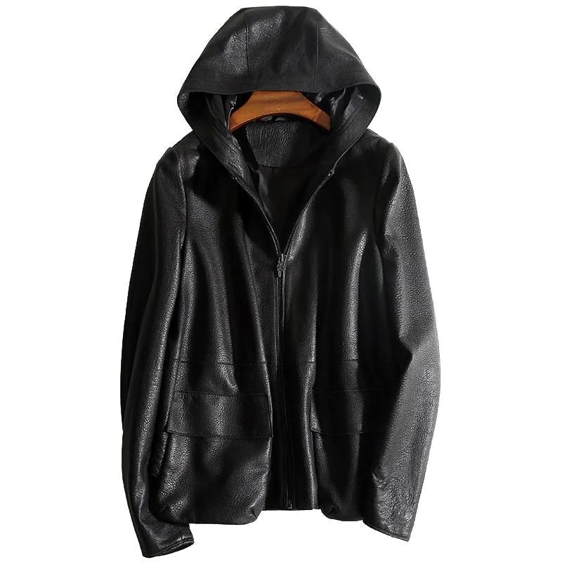 Casual Genuine Womens Leather Coat Structured Wool Blazer