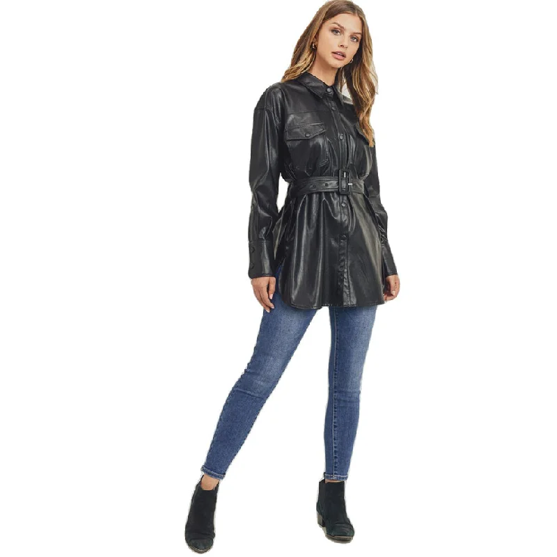 Marianne Womens Classy Genuine Leather Coat Suede Fringe Jacket