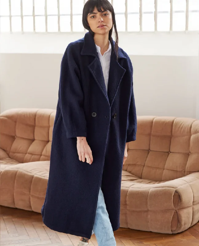 Sacre Coeur Monk Navy long Coat Chic Winter Coat