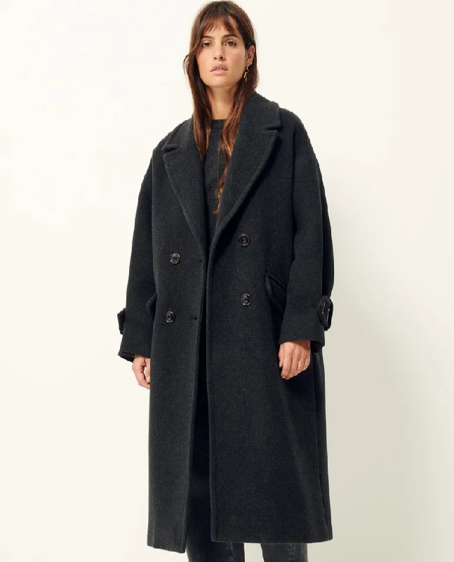 Sessun Mia Carbonella Wool Coat Cozy Fleece Hoodie