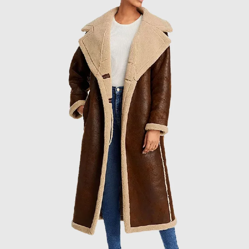 Simon Miller Jetz Faux Shearling Coat in Brown Fashionable Blazer Coat